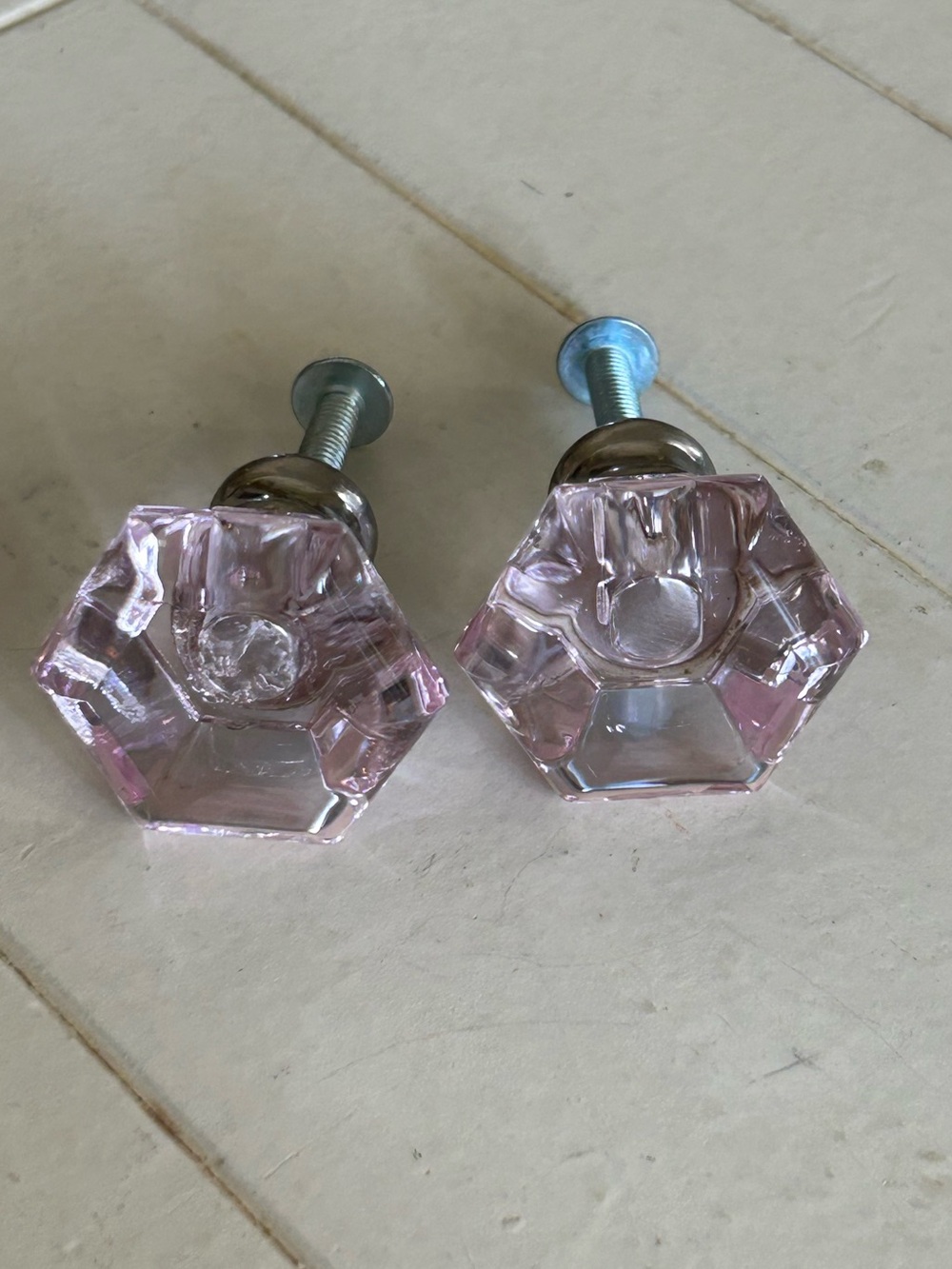 World Market Pink Acrylic Cabinet Dresser Drawer Knob ~ pack of 2